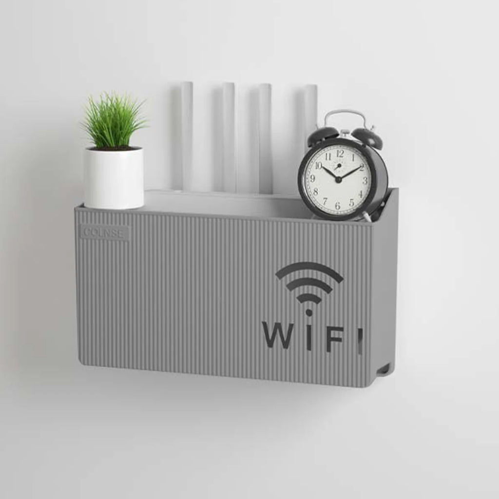 Wall-Mounted Router Storage Shelf with Cable Management Box