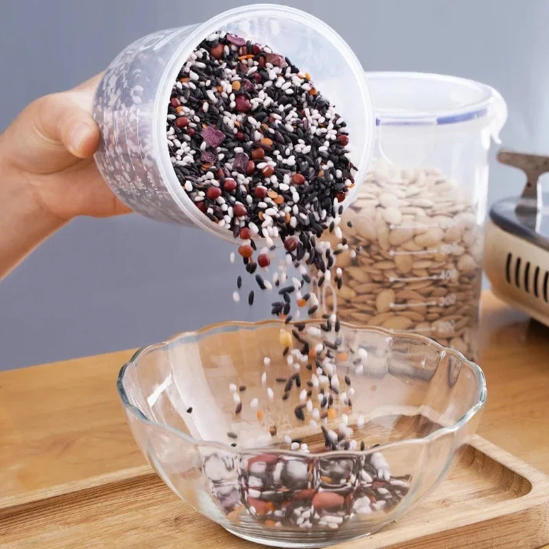 Large Food Storage Container with Measuring Cup & Airtight Lid