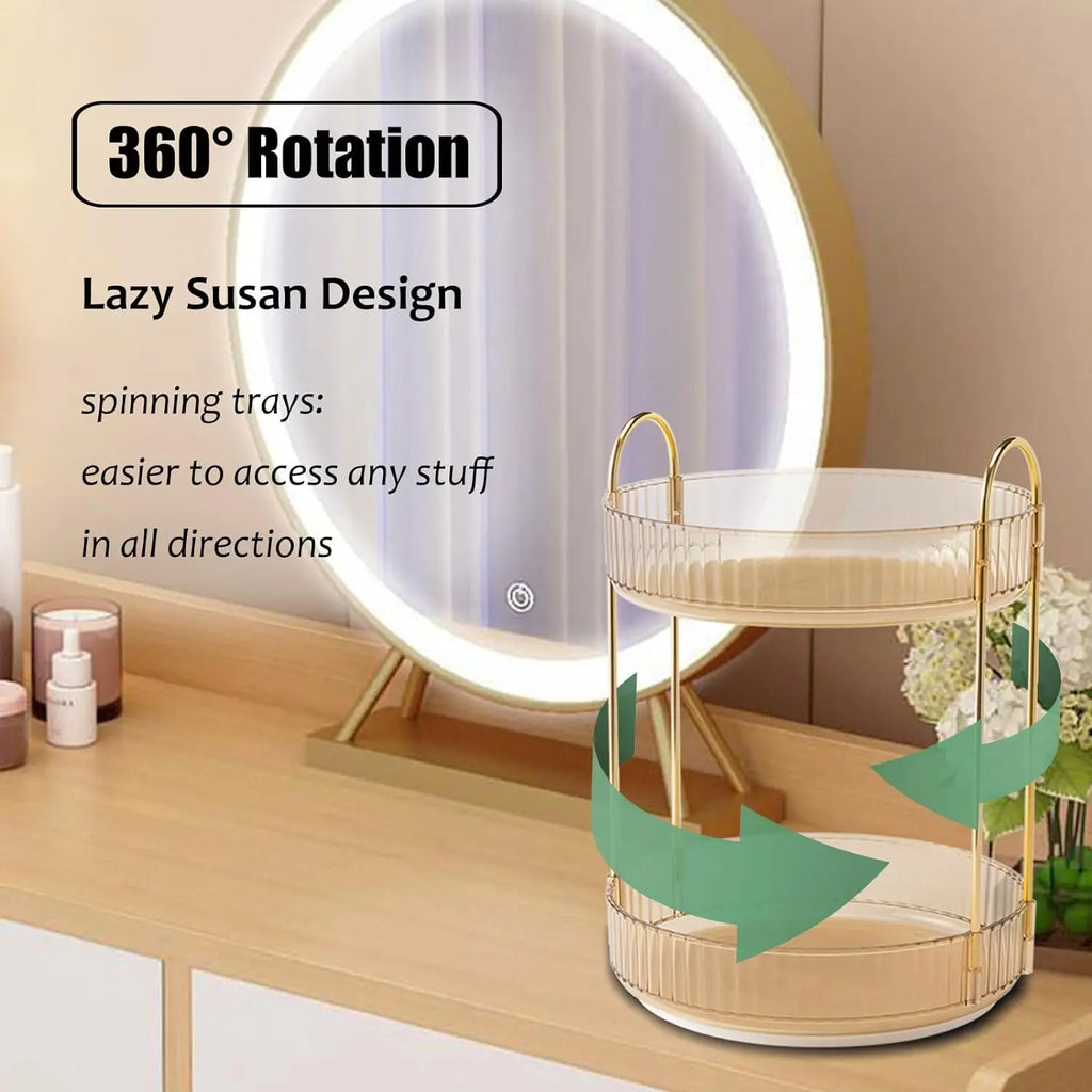 360° Rotating Makeup Organizer for Vanity & Skincare Storage