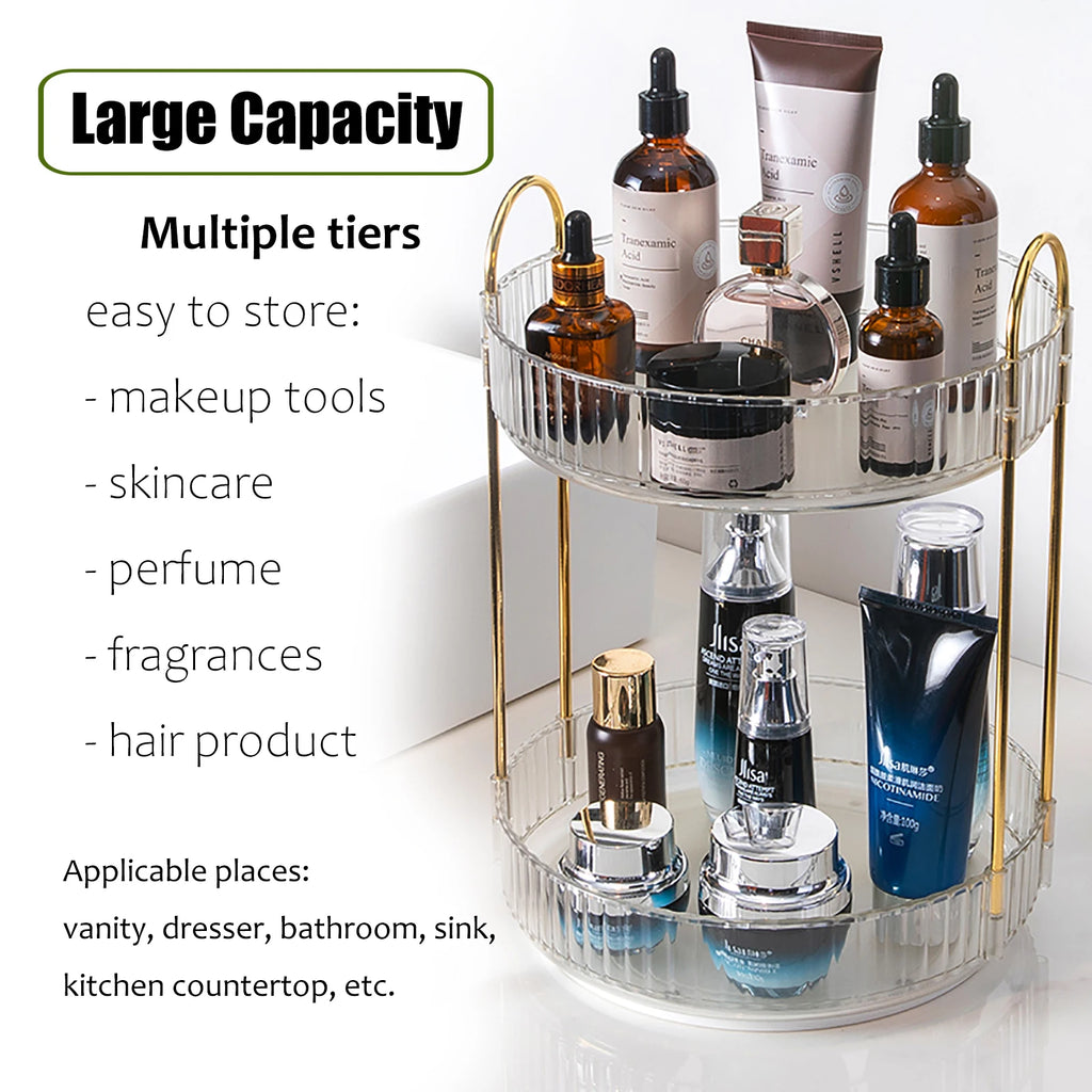 360° Rotating Makeup Organizer for Vanity & Skincare Storage