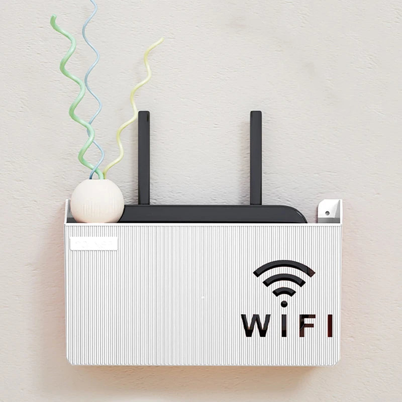 Wall-Mounted Router Storage Shelf with Cable Management Box