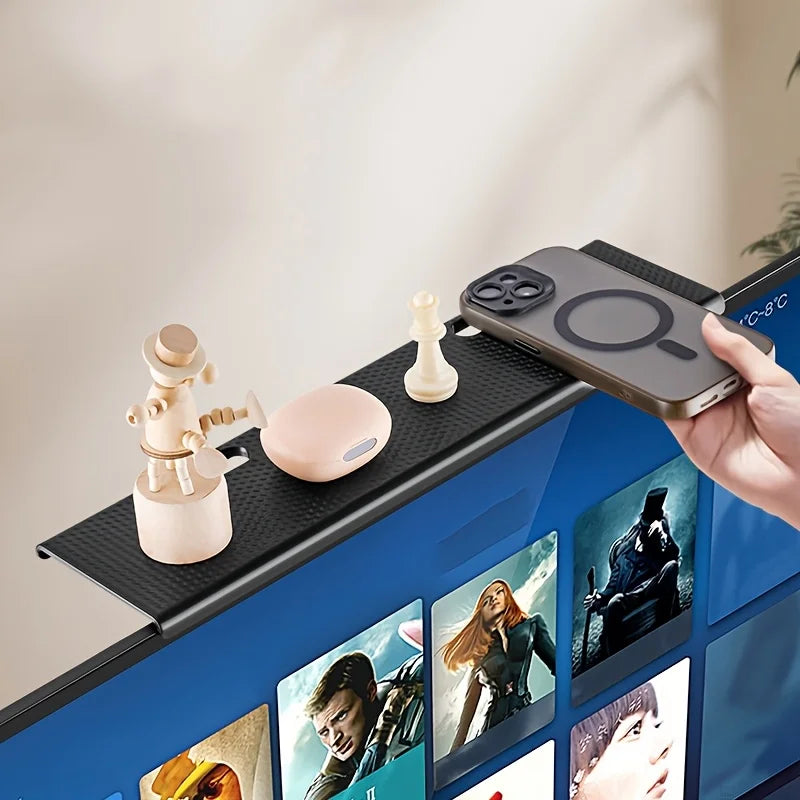 Adjustable TV Screen Top Shelf | TV & Monitor Storage Organizer