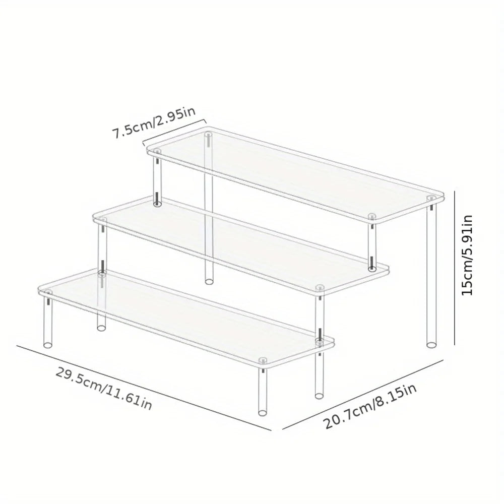 Clear Acrylic Shelf Riser for Kitchen, Makeup & Collections