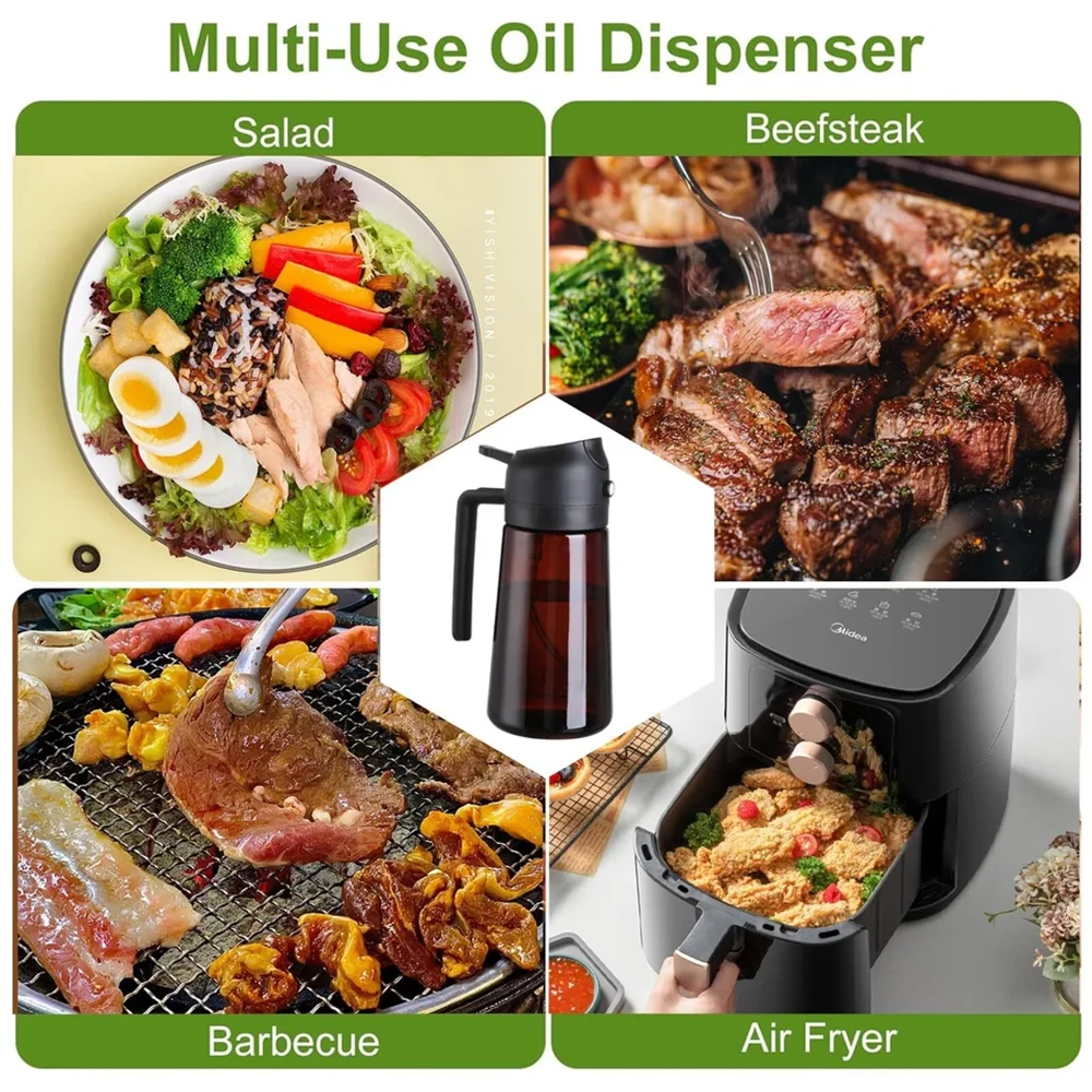 2-in-1 Glass Oil Sprayer & Dispenser Bottle (16 oz)