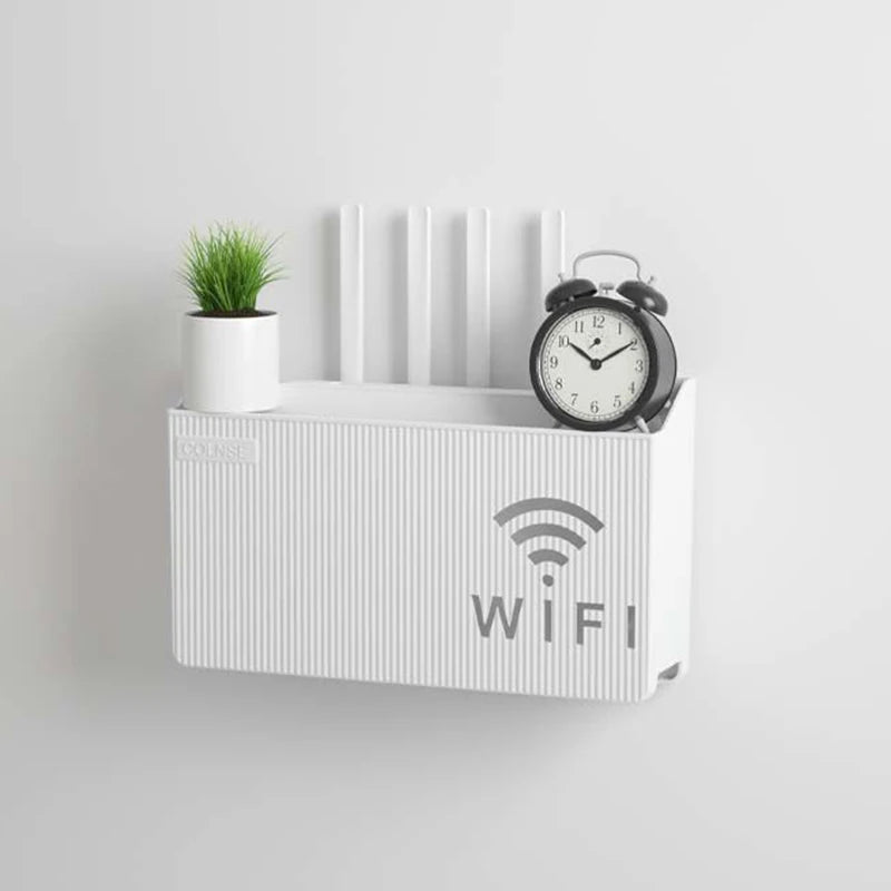 Wall-Mounted Router Storage Shelf with Cable Management Box