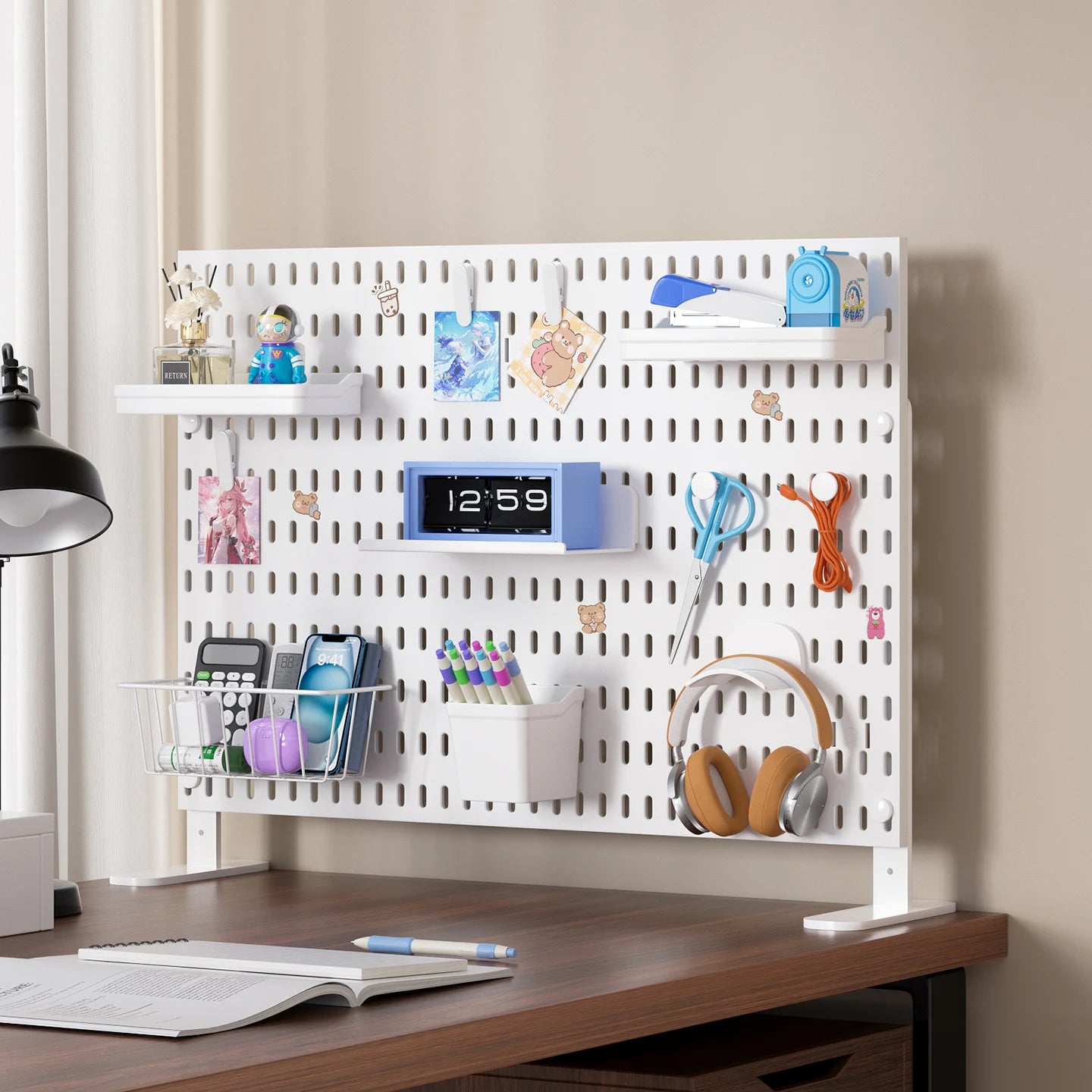 Adjustable Desktop Pegboard Organizer for Home & Office
