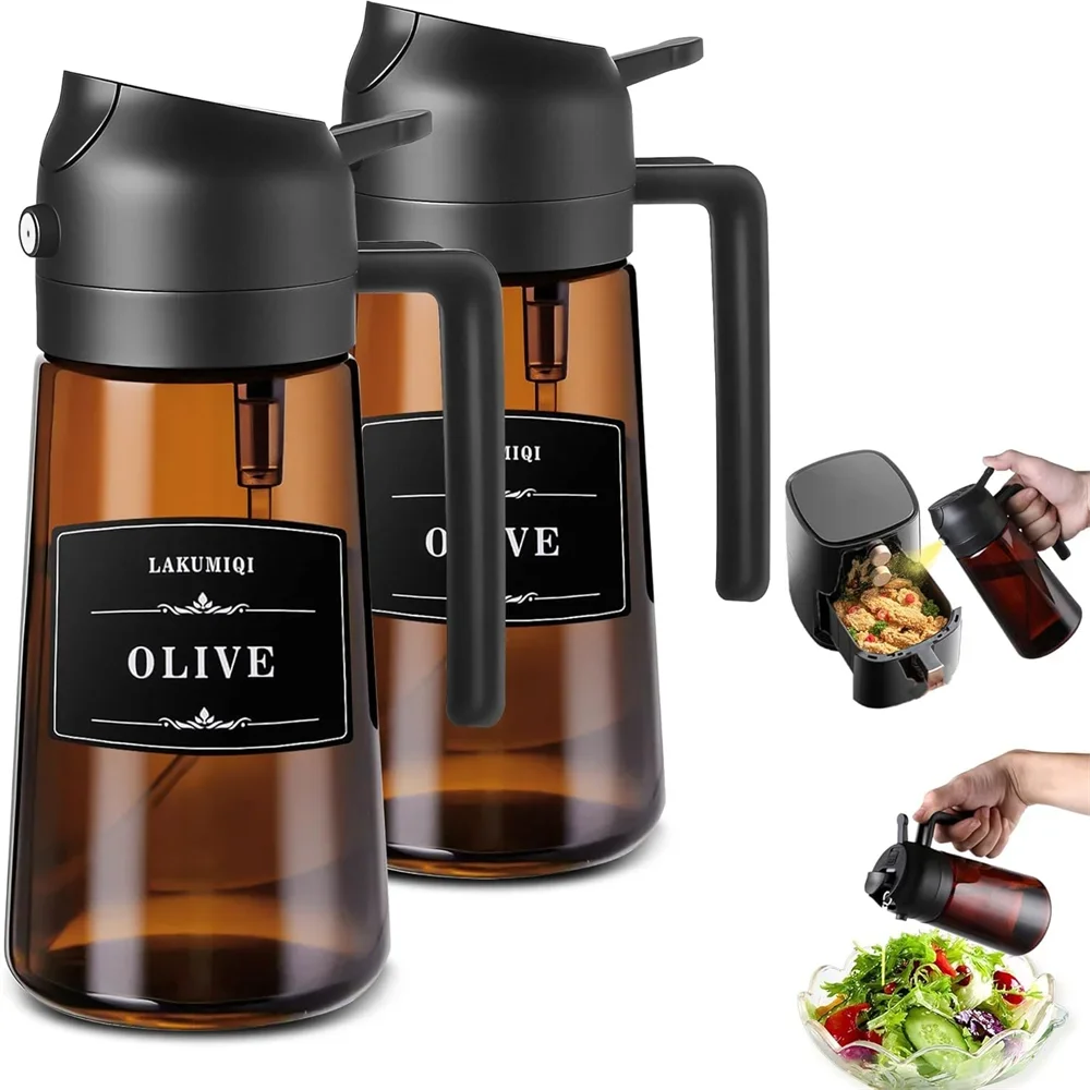 2-in-1 Glass Oil Sprayer & Dispenser Bottle (16 oz)