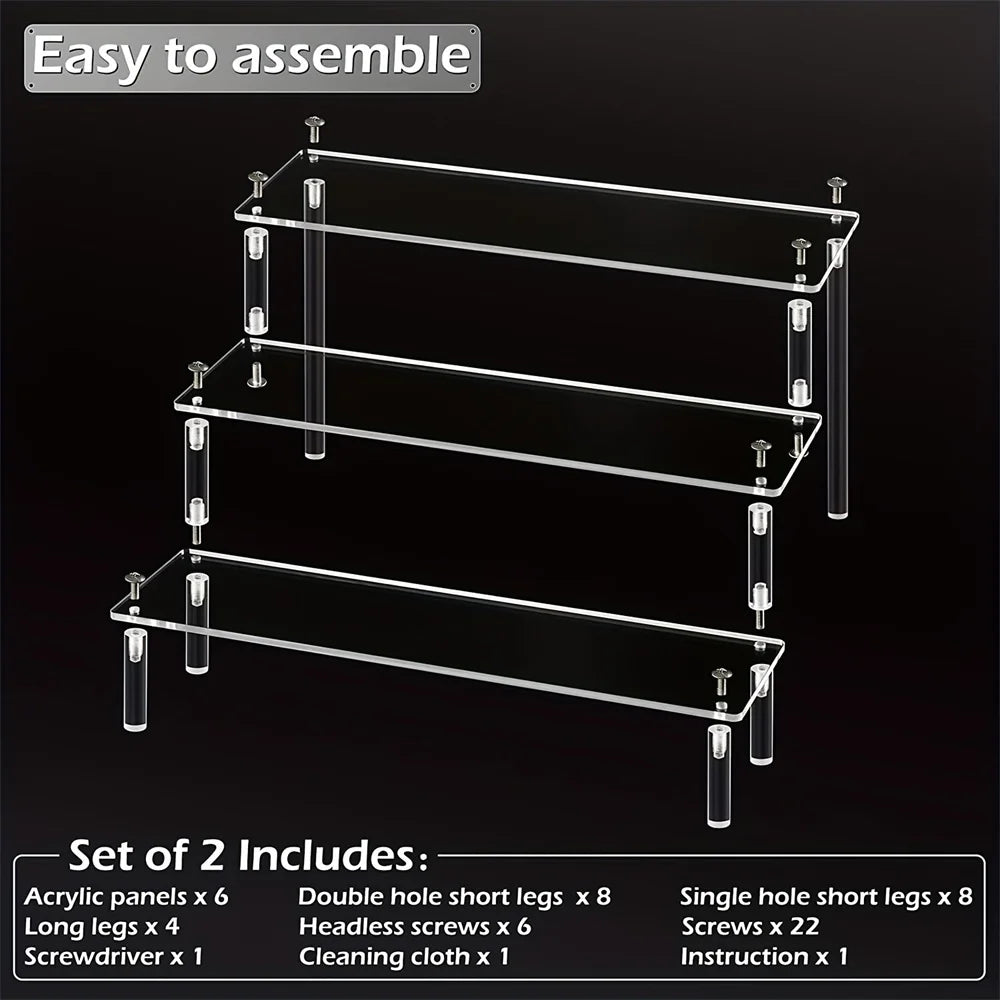 Clear Acrylic Shelf Riser for Kitchen, Makeup & Collections