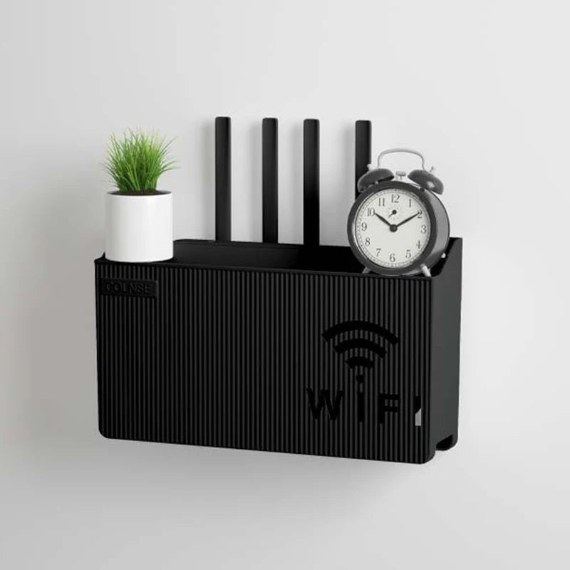 Wall-Mounted Router Storage Shelf with Cable Management Box
